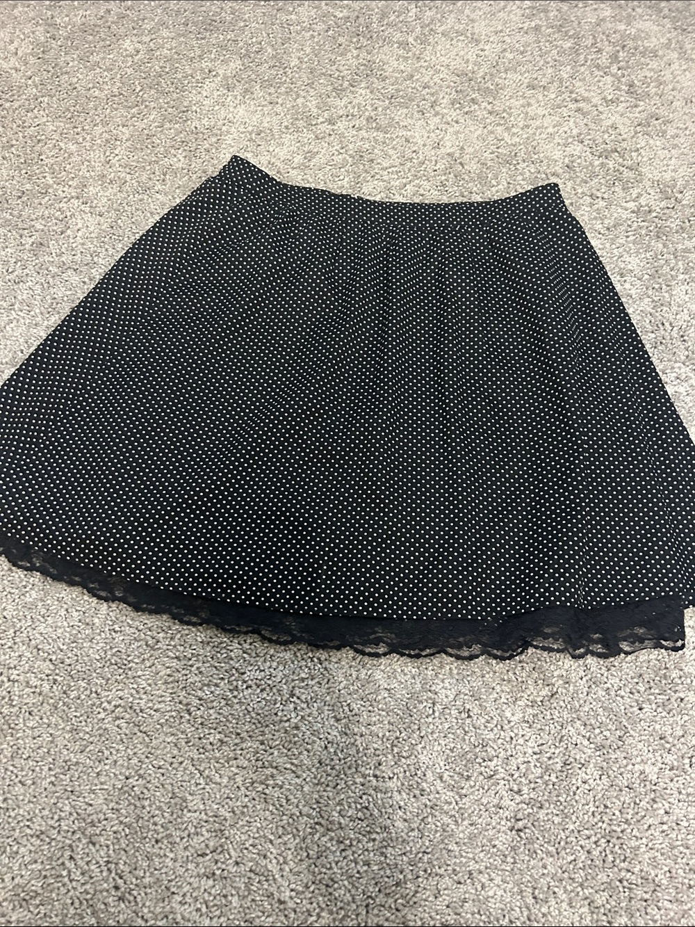 GAP Black Polka Dot Midi Skirt with Lace Trim
